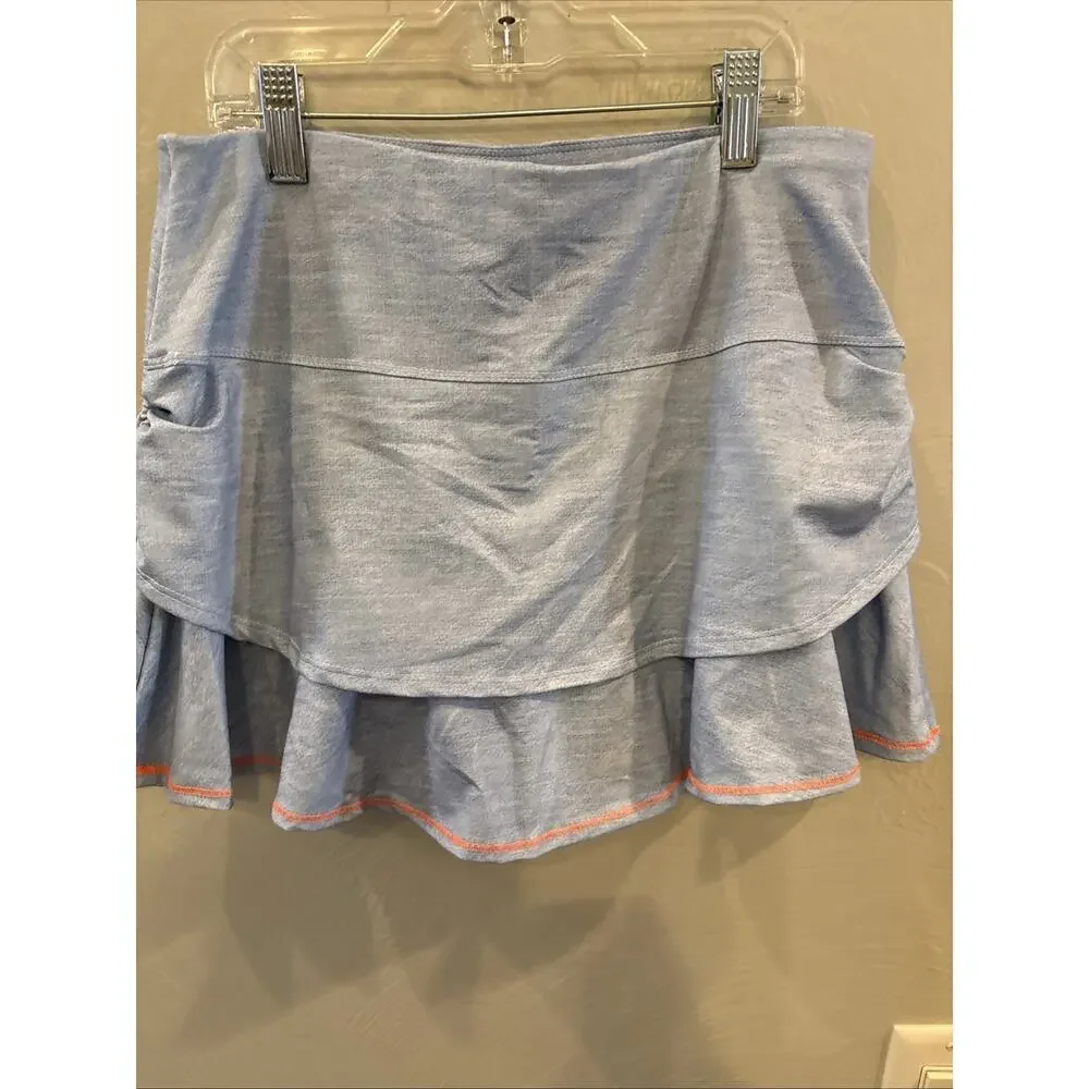 Lucky in Love Tennis Skirt Blue/Orange Small 4-6 Golf Pickleball Athletic NWOT